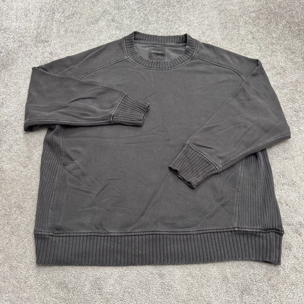 Aerie Find Happy Everywhere Raglan Crew Neck Pullover Sweatshirt Mens Small Gray